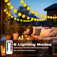 Світлодіодна гірлянда-фонарики 6.5м, 15 LED, батарейки, пульт, таймер, 8 режимів, водонепроникна — фото 2
