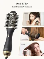 Фен-щетка LANDOT 3-в-1, ионизация, для сушки, выпрямления, объема, 60мм, для всех типов волос, черный — фото 2