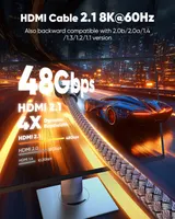 Кабель Snowkids 8K HDMI 2.1 (5м), 48 Гбит/с, 8K@60Hz, 4K@120Hz, eARC, HDR10, HDCP 2.2/2.3, VRR — фото 7