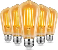 Винтажные LED лампы Defurhome E27 ST58 (5 шт), 6W (60W), 700лм, Теплый Белый 2500K, филаментные — фото 2