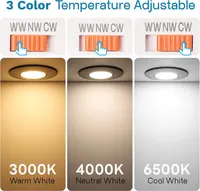 LED светильники SUAVER (6шт) 5W, диммируемые, CCT (3000K-6000K), плоские, поворотные 45°, черные