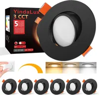 LED светильники SUAVER (6шт) 5W, диммируемые, CCT (3000K-6000K), плоские, поворотные 45°, черные — фото 2