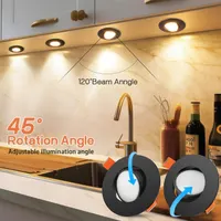 LED светильники SUAVER (6шт) 5W, диммируемые, CCT (3000K-6000K), плоские, поворотные 45°, черные — фото 4