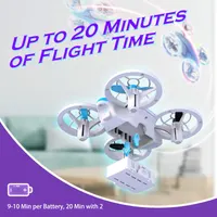 Мини-дрон Tomzon A31 для детей, квадрокоптер с LED, 3D флипы, удержание высоты, 2 батареи, синий — фото 3