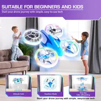 Мини-дрон Tomzon A31 для детей, квадрокоптер с LED, 3D флипы, удержание высоты, 2 батареи, синий — фото 4