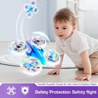 Мини-дрон Tomzon A31 для детей, квадрокоптер с LED, 3D флипы, удержание высоты, 2 батареи, синий — фото 6