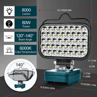 Cordless LED Work Light for Bosch 18v GBA Battery, Portable 80W Spotlight Lighting 8000LM with Type C & USB Fast Charging for Camping, Hiking, Fishing,Power Failure,Job Site,Workshop(No Battery) — фото 2