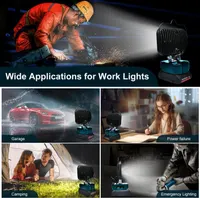 Cordless LED Work Light for Bosch 18v GBA Battery, Portable 80W Spotlight Lighting 8000LM with Type C & USB Fast Charging for Camping, Hiking, Fishing,Power Failure,Job Site,Workshop(No Battery) — фото 3