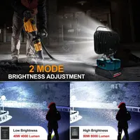 Cordless LED Work Light for Bosch 18v GBA Battery, Portable 80W Spotlight Lighting 8000LM with Type C & USB Fast Charging for Camping, Hiking, Fishing,Power Failure,Job Site,Workshop(No Battery) — фото 7