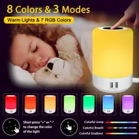 Настільна лампа-нічник Taipow з 4 USB-портами, 3 режими світла, 8 кольорів (RGB), сенсорна, біла — фото 6