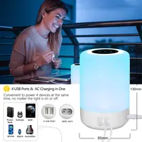 Настольная лампа-ночник Taipow с 4 USB-портами, 3 режима света, 8 цветов (RGB), сенсорная, белая — фото 11