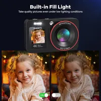 Цифрова камера DEATTI 4K 64MP з двома екранами, картою 64GB, 2 батареї, 18X Zoom, Anti-Shake — фото 3