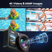 Цифрова камера DEATTI 4K 64MP з двома екранами, картою 64GB, 2 батареї, 18X Zoom, Anti-Shake — фото 4