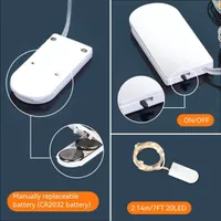 Гірлянда-роса (10 шт) на батарейках, 2.1м 20 LED, нитка, Теплий Білий, для декору, банок, виробів
