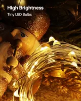 Гірлянда-роса (10 шт) на батарейках, 2.1м 20 LED, нитка, Теплий Білий, для декору, банок, виробів — фото 4