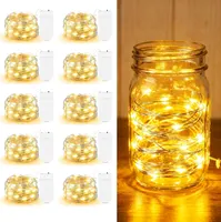Гірлянда-роса (10 шт) на батарейках, 2.1м 20 LED, нитка, Теплий Білий, для декору, банок, виробів — фото 6