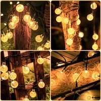 Садовая гирлянда Aisutha на солнечной батарее, 8м 40 LED (шарики), 8 режимов, IP65, Теплый Белый — фото 6