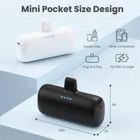 Міні Повербанк 5200мАг для iPhone, Компактний PD, Plug-in, Вбудований конектор, Чорний