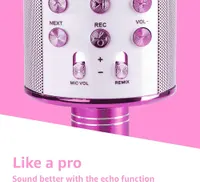 Микрофон MAX KM01 (Розовый) беспроводной, Bluetooth, караоке, MP3, LED-подсветка, эхо, для детей — фото 4