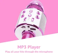 Микрофон MAX KM01 (Розовый) беспроводной, Bluetooth, караоке, MP3, LED-подсветка, эхо, для детей — фото 5