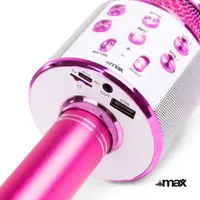 Микрофон MAX KM01 (Розовый) беспроводной, Bluetooth, караоке, MP3, LED-подсветка, эхо, для детей — фото 6