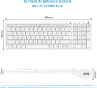 Комплект (Клавіатура без миші) бездротовий, Ultraslim, 2.4G, USB-акумулятор (QWERTZ, Білий) — фото 2