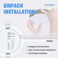 Вбудовані LED-світильники ETUOLMP (6 шт), 4W, 3000K (Теплий Білий), IP44, Ультра-плоскі, 230V — фото 8