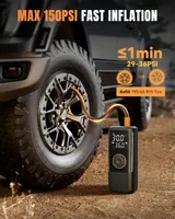 Автокомпресор портативний (150PSI) акумуляторний, насос для шин з манометром та LED — фото 7