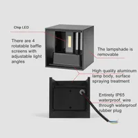 Уличные LED-светильники (2 шт) настенные, 12Вт, IP65, Теплый Белый, Вверх/Вниз, Черные — фото 3