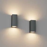 Уличные настенные светильники Klighten (2 шт) GU10, Антрацит, Куб, IP65, Вверх/Вниз