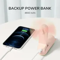 JISULIFE Handheld Fan with 4500 mAh Powerbank Max 37 Hours Runtime, Personal Portable Fan Pocket USB Powered Folding and Mini Rechargeable Quiet -Pink
