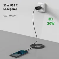 Мережевий зарядний пристрій USB-C 20W PD 3.0 (Швидка зарядка) для iPhone/iPad, Чорний — фото 5