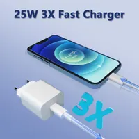 Адаптер живлення USB-C 25W (Євровилка) + Кабель 2м, Швидка зарядка для iPhone 15/Samsung, Білий — фото 2