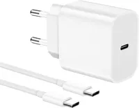 Адаптер живлення USB-C 25W (Євровилка) + Кабель 2м, Швидка зарядка для iPhone 15/Samsung, Білий — фото 3