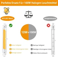 Лампа LED R7s 78mm 10W ( 100W), Димується, Тепла 3000K, COB, 2 шт