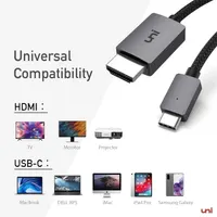 Кабель uni USB-C на HDMI (4K UHD) 1.8м, Високошвидкісний, Нейлонове обплетення, для MacBook/TV