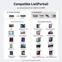 Кабель uni USB-C на HDMI (4K UHD) 1.8м, Високошвидкісний, Нейлонове обплетення, для MacBook/TV — фото 5