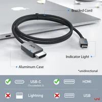 Кабель uni USB-C на HDMI (4K UHD) 1.8м, Высокоскоростной, Нейлоновая оплетка, для MacBook/TV — фото 8