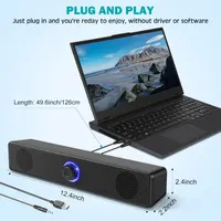 Комп'ютерні колонки 2.0 (USB живлення), Дротові, Стерео, 3.5мм Jack, Чорні — фото 3