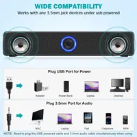 Компьютерные колонки 2.0 (USB питание), Проводные, Стерео, 3.5мм Jack, Черные — фото 4