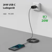 Мережевий зарядний пристрій USB-C 20W (PD 3.0) + Кабель Lightning, Чорний — фото 5