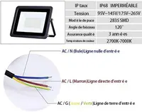 Вуличний LED прожектор 10W (IP68 Водонепроникний), Холодне біле, 220V, Для саду/фасаду