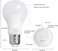 HEIMAN 7W A19/E27 Zigbee Light Bulbs & Remote Control, Colour Changing Light Bulb Dimmable Bulb, for Home Bar Party KTV Mood Ambiance Lighting (White) — фото 3