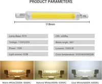 Лампа LED R7s 118mm 10W (COB), Теплый белый, Замена галогена 100W, 2 шт — фото 5