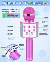 Детский караоке-микрофон (Беспроводной), Изменение голоса, Bluetooth колонка, Фиолетовый — фото 2
