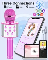 Детский караоке-микрофон (Беспроводной), Изменение голоса, Bluetooth колонка, Фиолетовый — фото 4