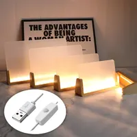 Дерев'яна LED підставка (База) для акрилових фото/скла (2 шт), U-подібна, USB, Тепле світло — фото 2