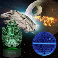 3D Нічник "Зоряні Війни" (4 пластини: R2D2, Death Star, Falcon, Chewbacca), Пульт, 16 кольорів — фото 4
