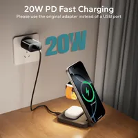 Бездротова зарядна станція 3-в-1 для iPhone (MagSafe), Apple Watch, AirPods, Складана, Сіра