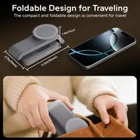 Бездротова зарядна станція 3-в-1 для iPhone (MagSafe), Apple Watch, AirPods, Складана, Сіра — фото 5